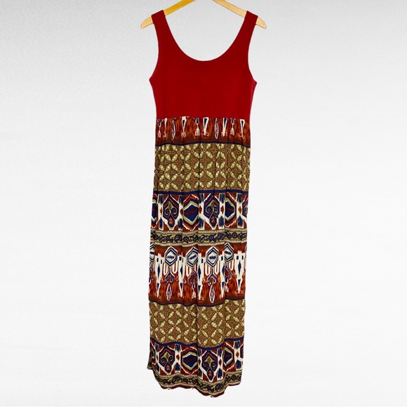 VINTAGE | 1980’s Tribal Multicolored African Dress With High Slits - Picture 5 of 8